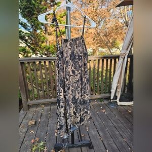 Spaghetti Tie Strap Dress with Groovy Floral Paisley Print